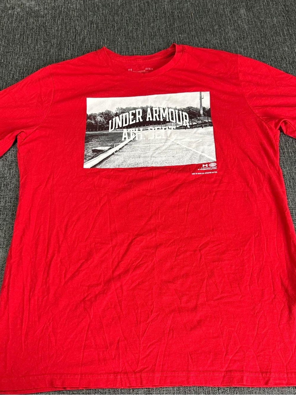 Under Armour Shirt Men Large Red Short Sleeve Tee Gym Workout Casual Loose Crew
